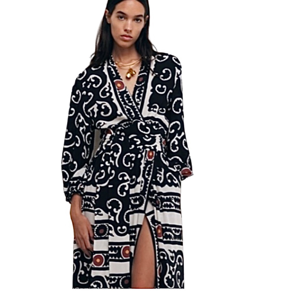 Zara Printed Wrap Maxi Dress